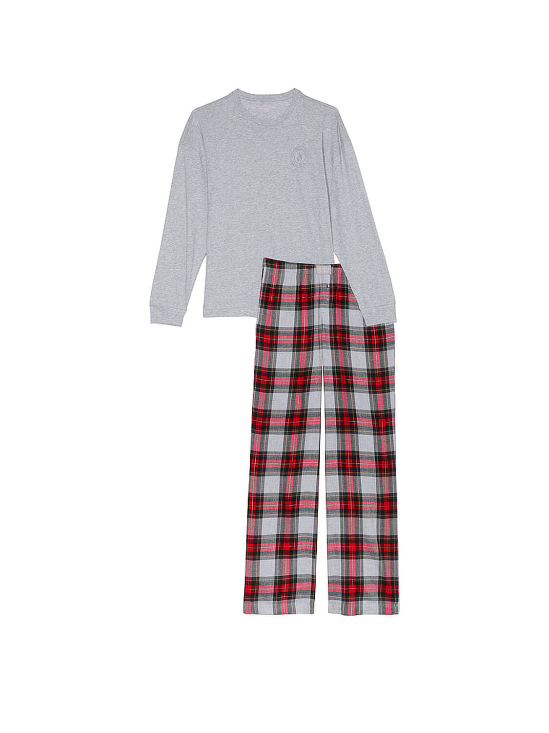vs Victoria's Secret Flannel Long-Sleeve Tee-Jama Set Pretty Tartan Plaid 1 of 2 