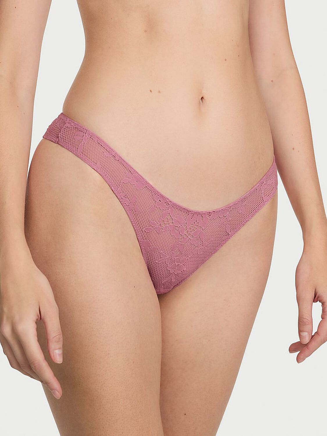 vs Dream Angels Twinkle Butterfly Lace Open-Back Brazilian Panty Dusk Mauve 1 of 3 