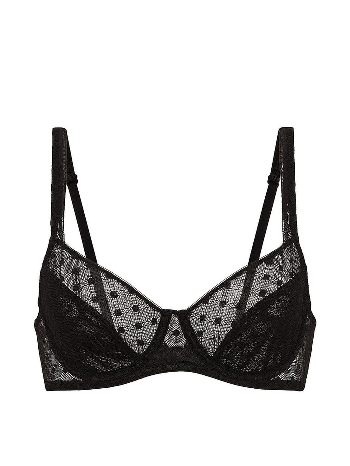 vs The Lacie Dot Geo Lace Unlined Balconette Bra Black 3 of 3 
