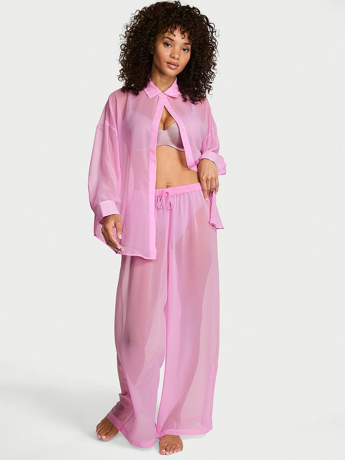 vs Victoria's Secret Chiffon Pleated Pant Lilac Shimmer 1 of 3 