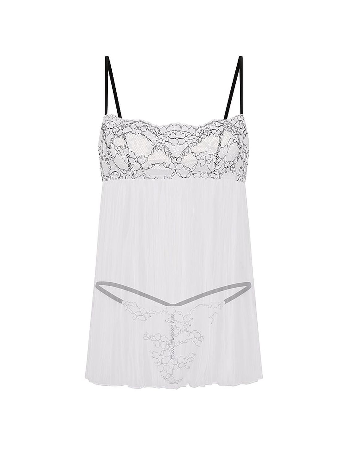 vs Dream Angels Dare to Dream Lace Pleated Babydoll Set Vs White 3 of 3 
