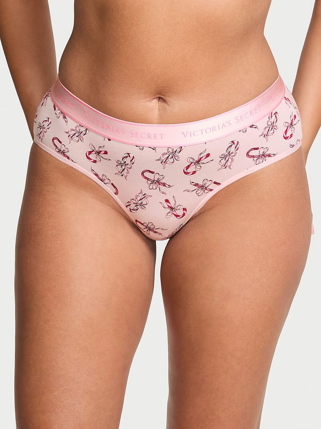 vs Cotton Logo Cotton Hiphugger Panty Angel Pink Candy Canes 2 of 2 