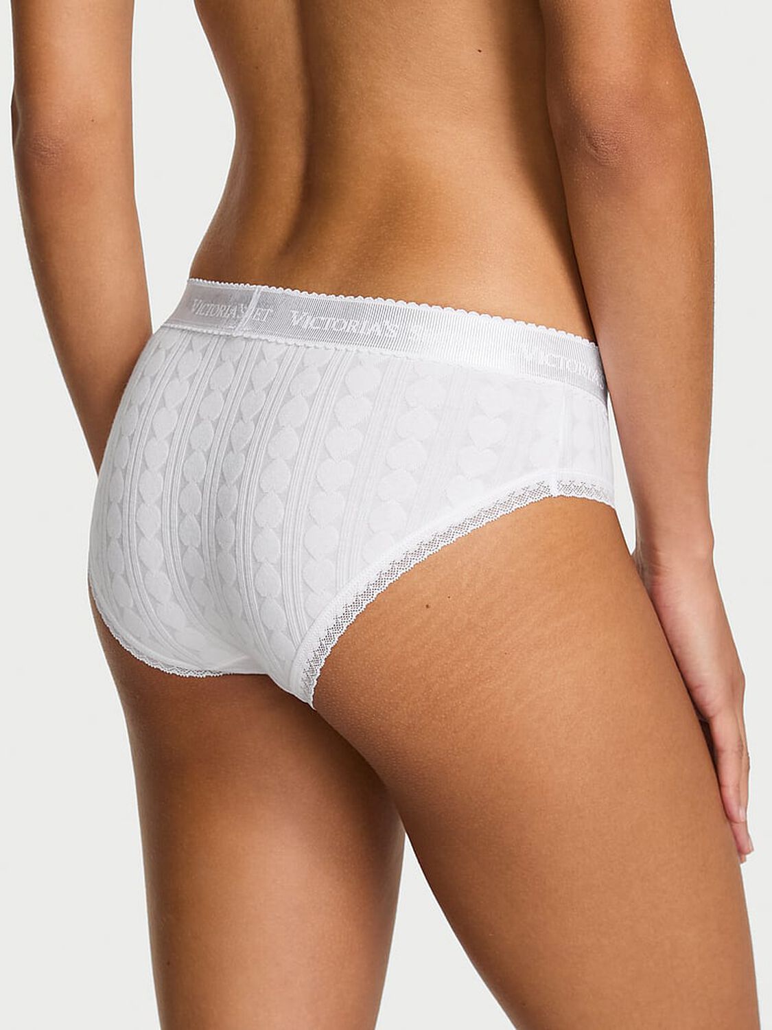vs Cotton Logo Heart Pointelle Hiphugger Panty Vs White 2 of 3 