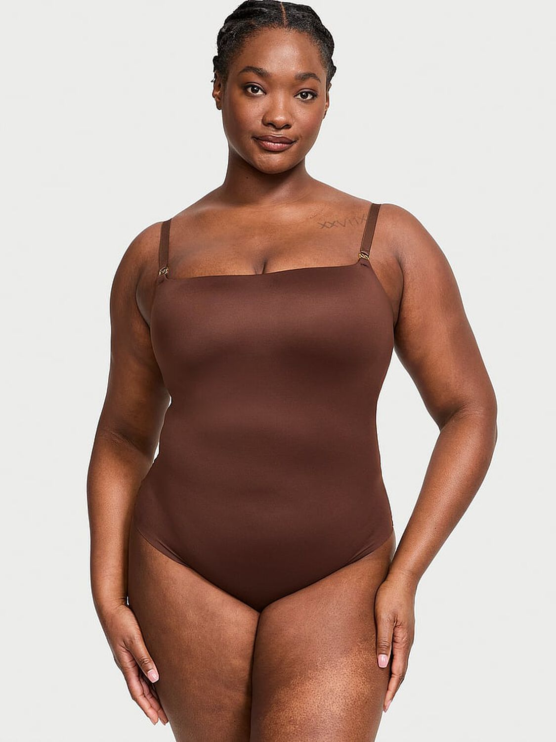 vs Victoria's Secret BODYWEAR by Victoria with FeatherSoft™ Innovation Lightly Lined Bodysuit Ganache 1 of 4 