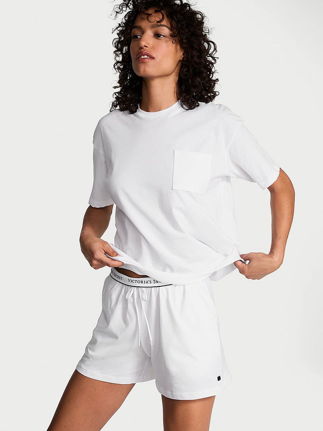 vs Victoria's Secret 100% Cotton Short Pajama Set Vs White 1 of 3 