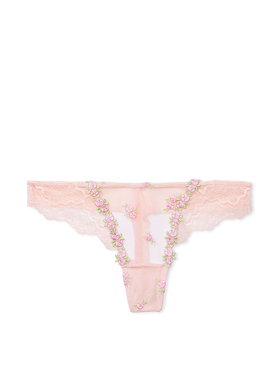 vs Dream Angels Rosebud Embroidery Thong Panty Pink Fizz 3 of 4 