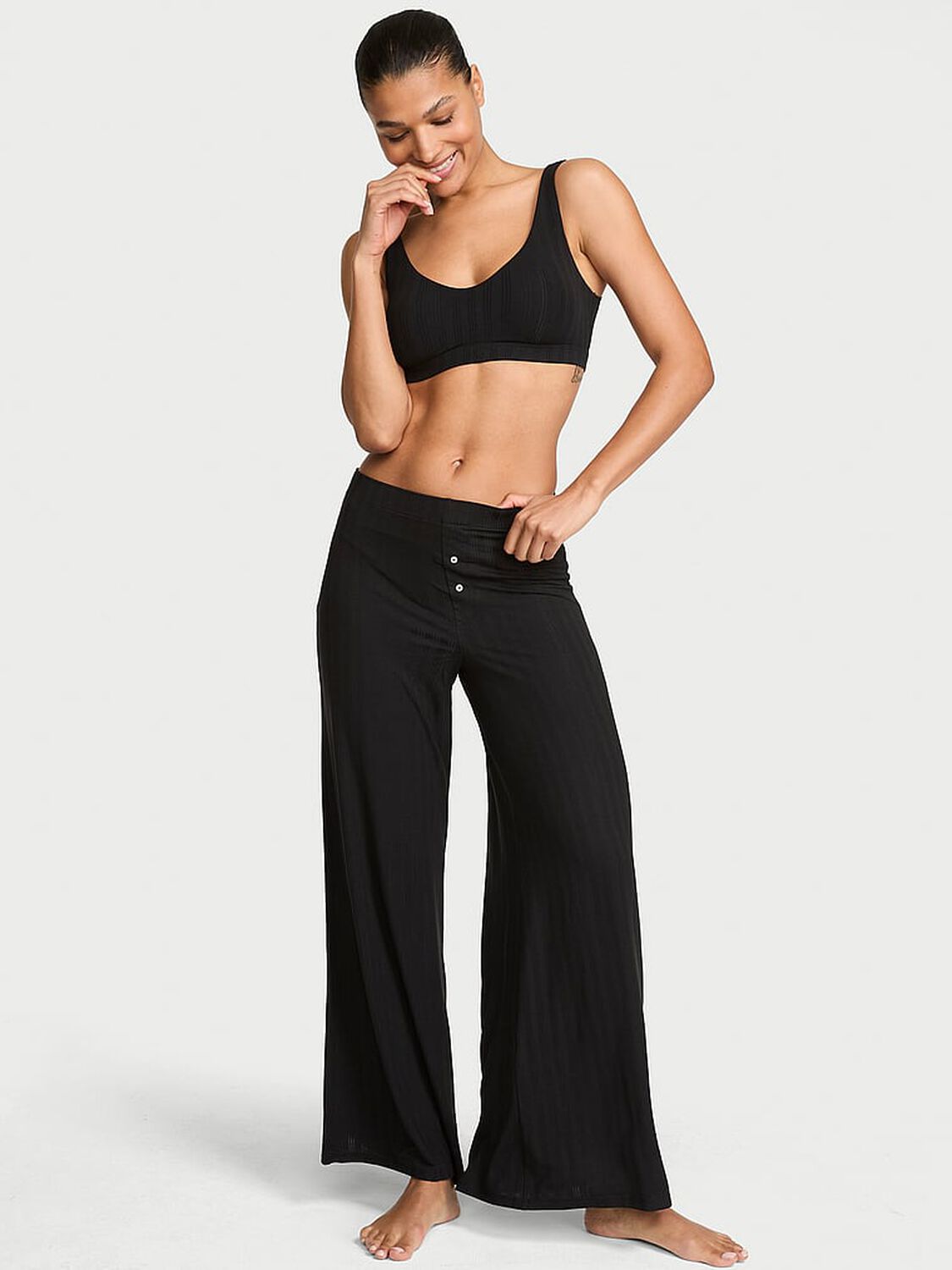 vs Victoria's Secret SoSoft&trade; Modal Ultra-Fine Wide-Leg Pant Black 1 of 2 