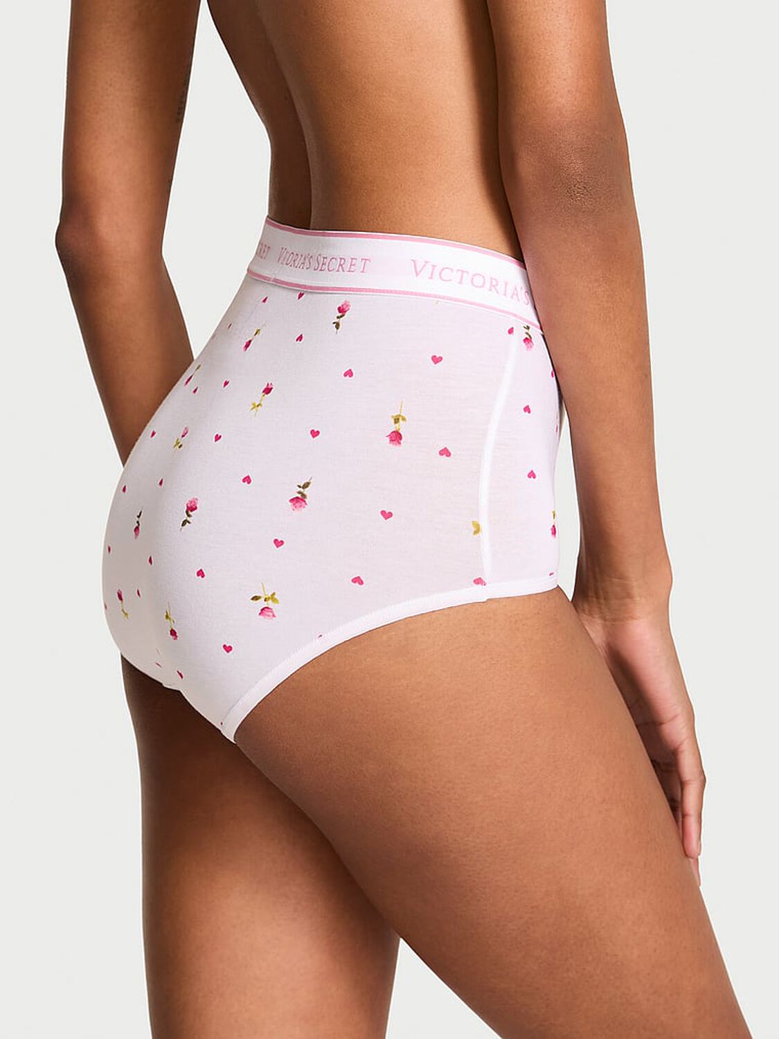 vs Cotton Logo Cotton Modern Brief Panty White Rose Hearts 2 of 3 