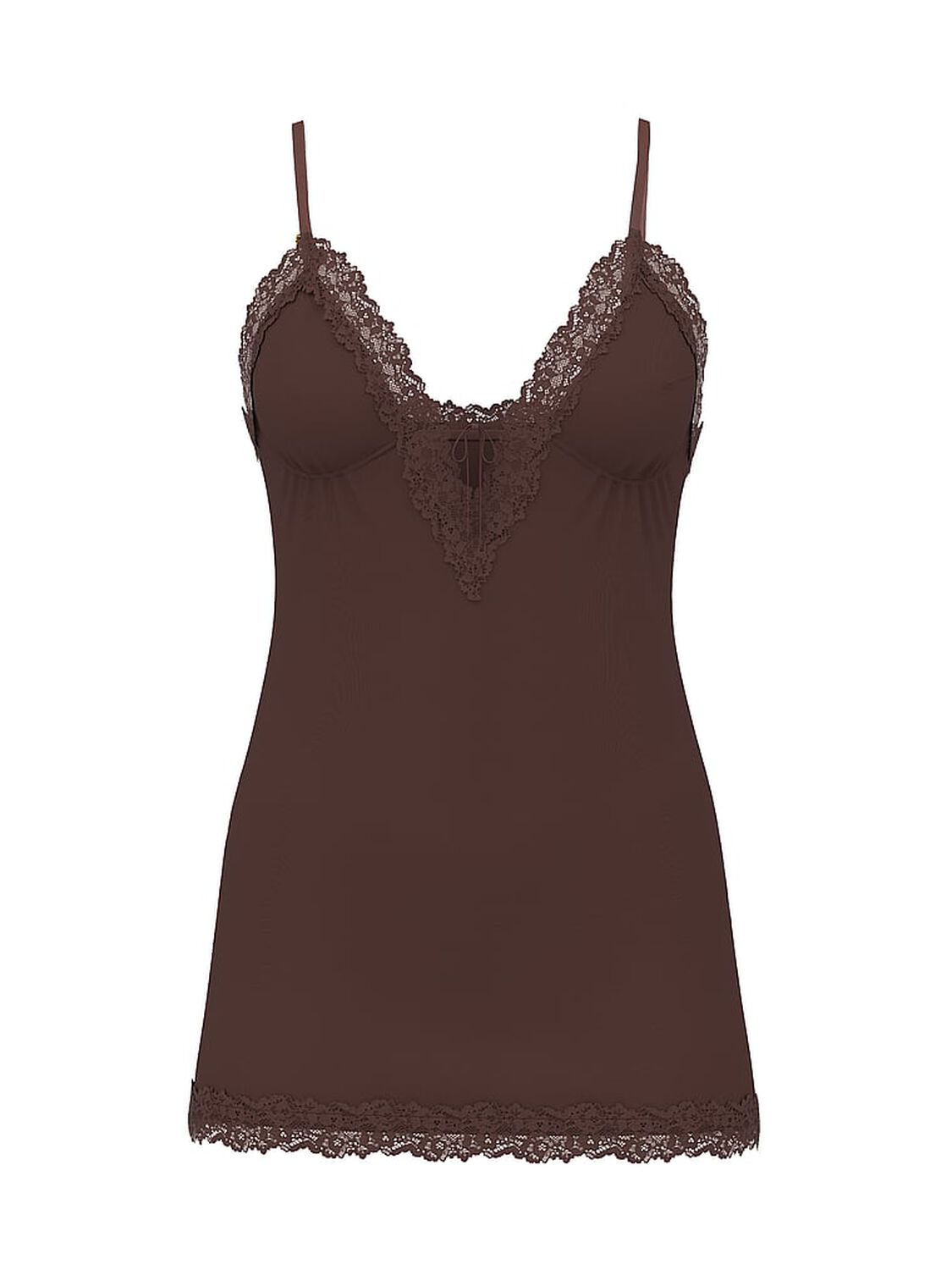 vs Victoria's Secret SoSoft&trade; Modal Lace-Trim Tie-Front Slip Dress Ganache 3 of 3 