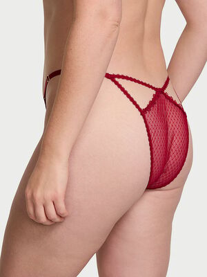 Red Rose Strappy Crotchless Brazilian Panty