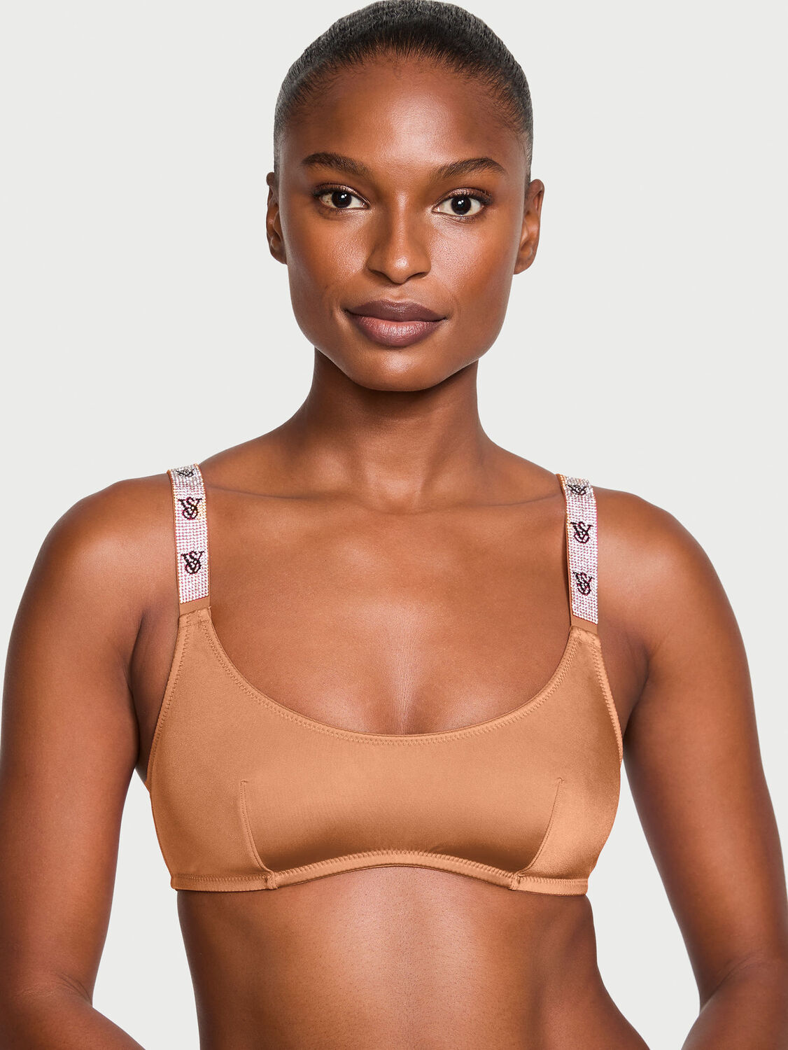 vs Victoria's Secret Shine Strap Scoop Bralette Honey Glow 1 of 7 