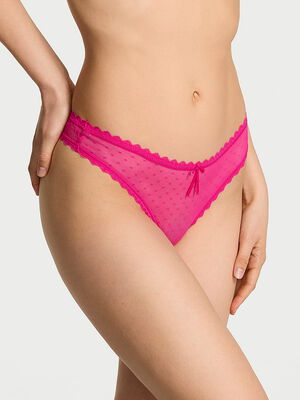Bow Lace Mesh Thong Panty