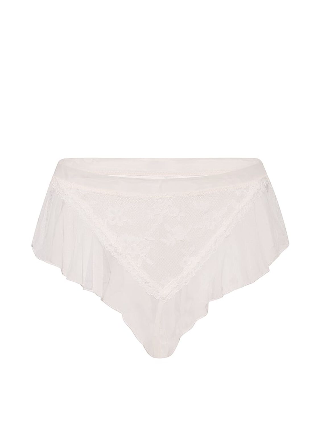 vs Dream Angels Lace & Mesh Flutter Brazilian Panty Coconut White 3 of 3 