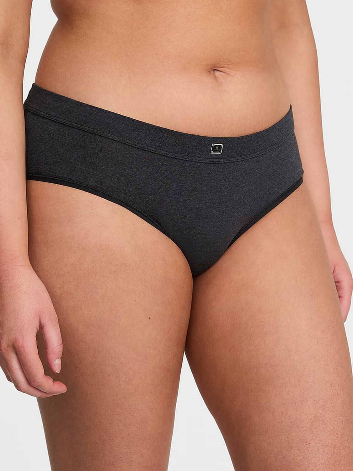 vs Cotton Logo Cotton Hiphugger Panty Heather Black 4 of 4 