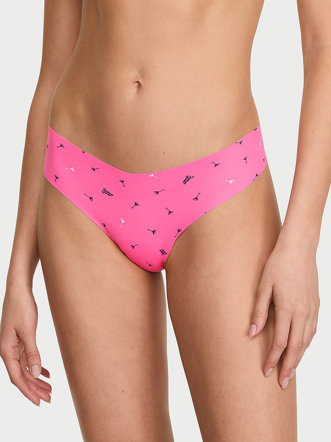 vs No-Show No-Show Thong Panty Pink Martini Glass 1 of 3 