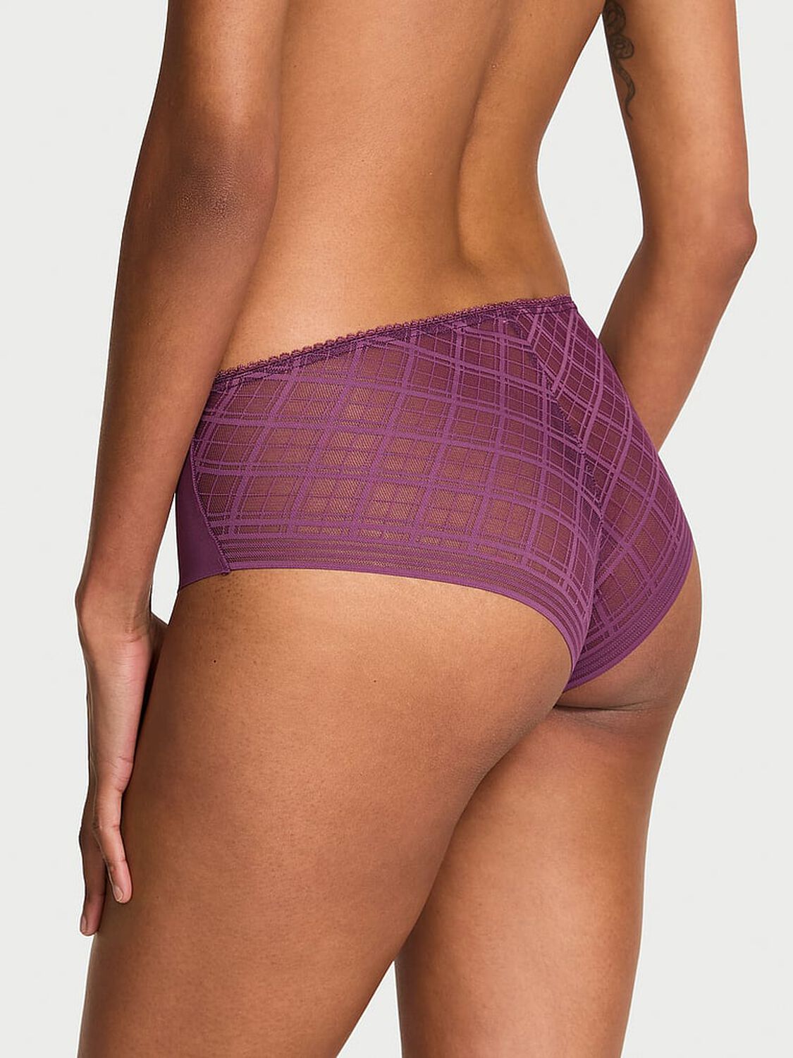 vs No-Show No-Show Plaid Mesh Cheeky Panty Mauve Mist 2 of 2 