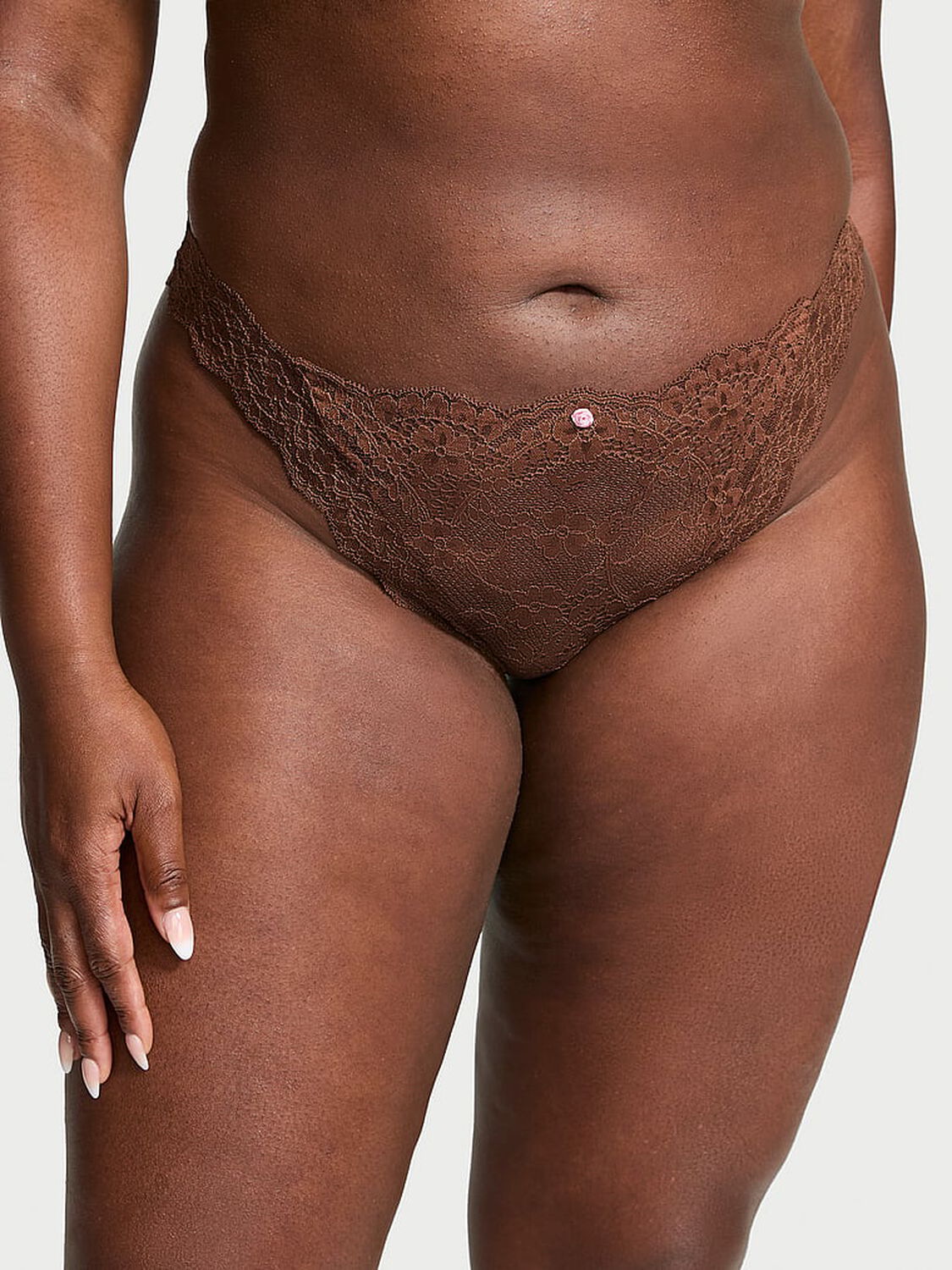 vs Dream Angels Lace Brazilian Panty Mousse 1 of 4 