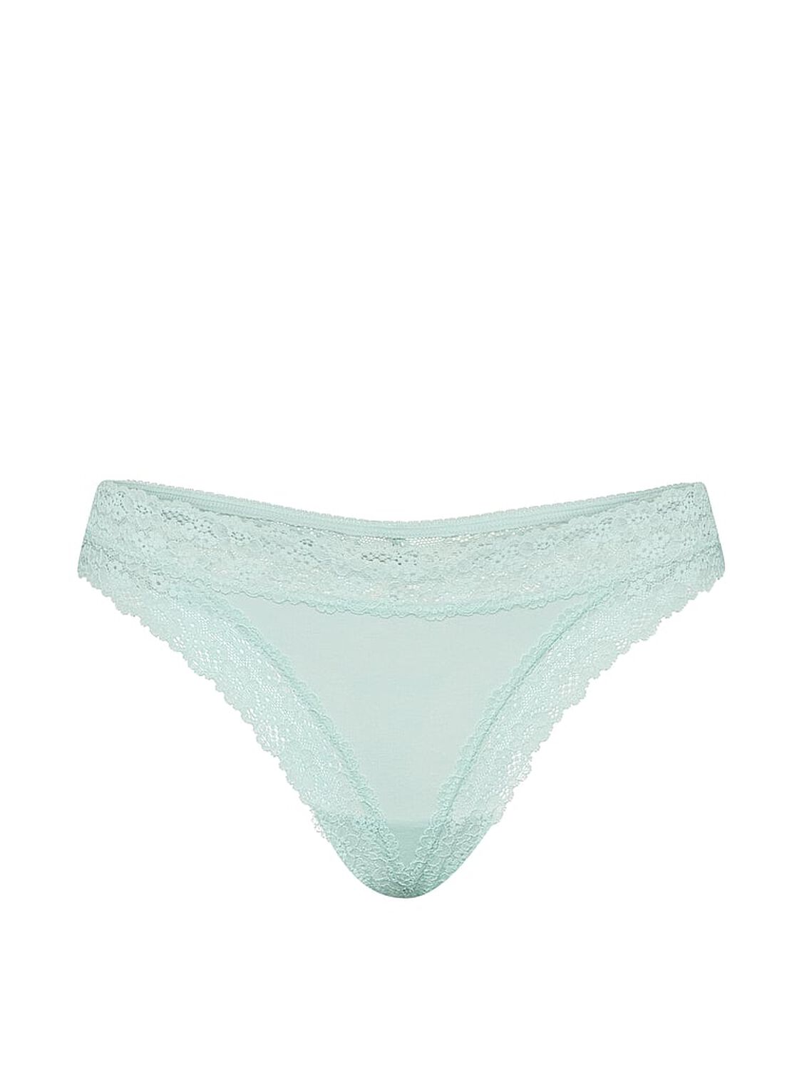 vs Lace Trim Cotton Lace-Trim Thong Panty Yacht Blue 3 of 4 