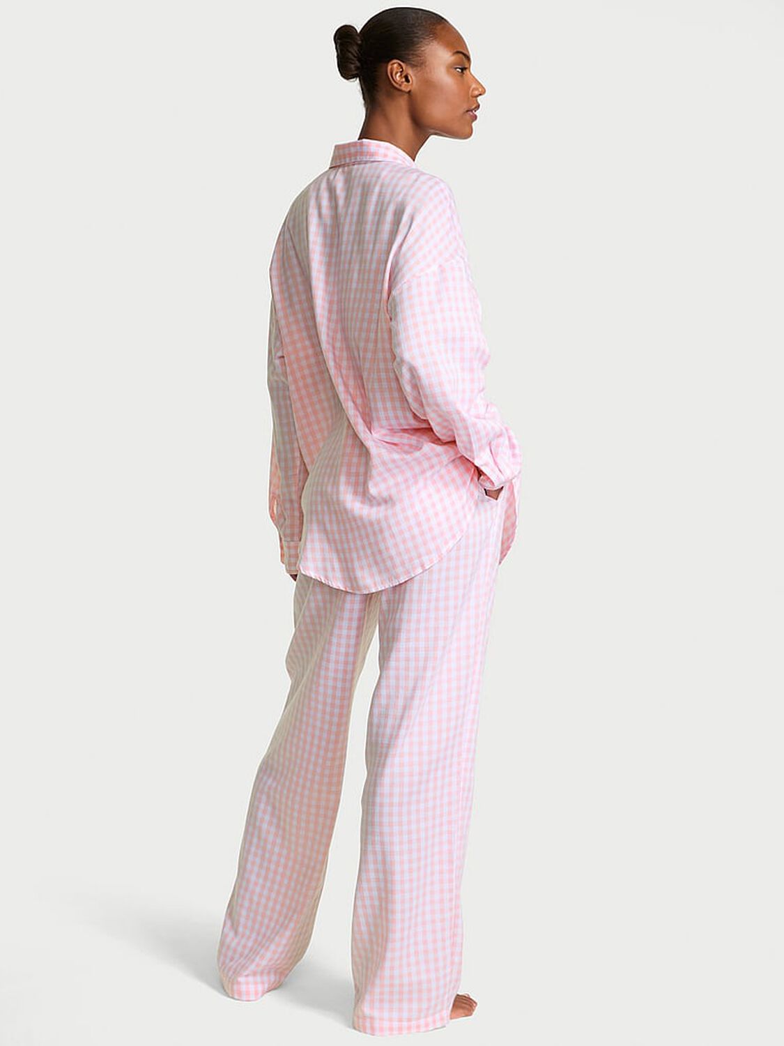 vs Victoria's Secret Modal-Cotton Gingham Long Pajama Set Pink Gingham 2 of 3 