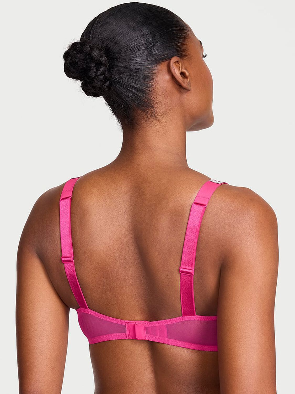 vs Very Sexy Shine Strap Rose Lace Lightly Lined Low-Cut Demi Bra Pop Pink 2 of 3 