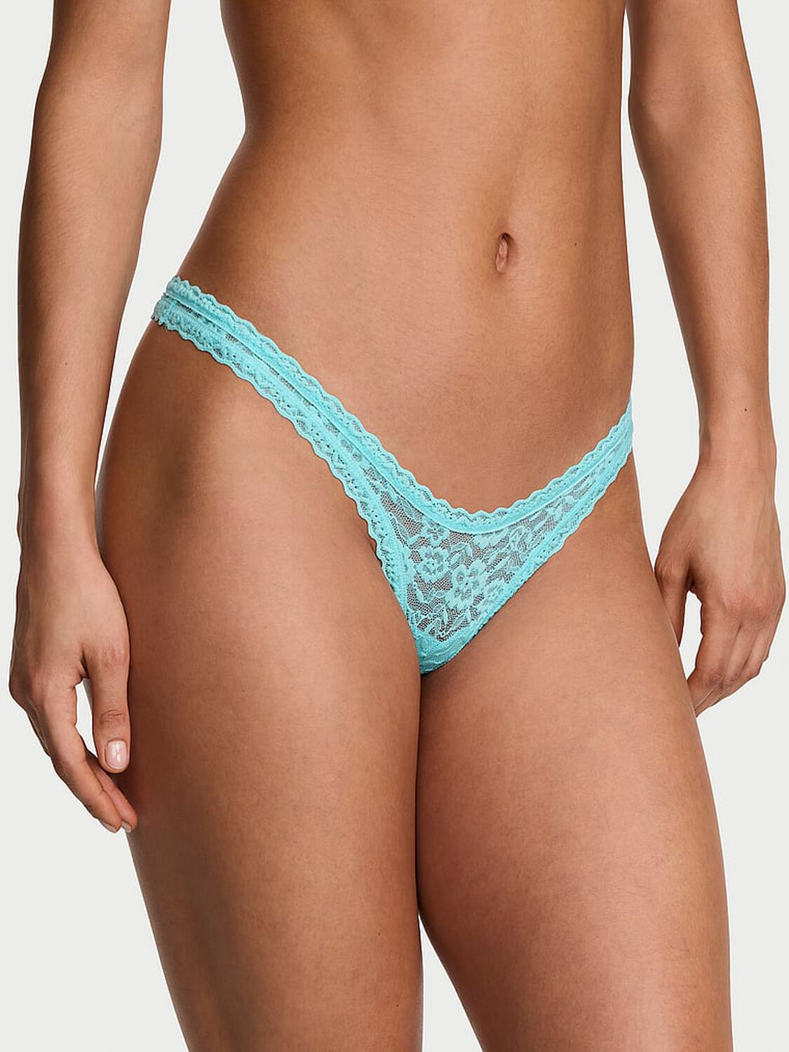 vs The Lacie Lace Ultra-Mini Scoop Thong Panty Pure Aqua 1 of 2 