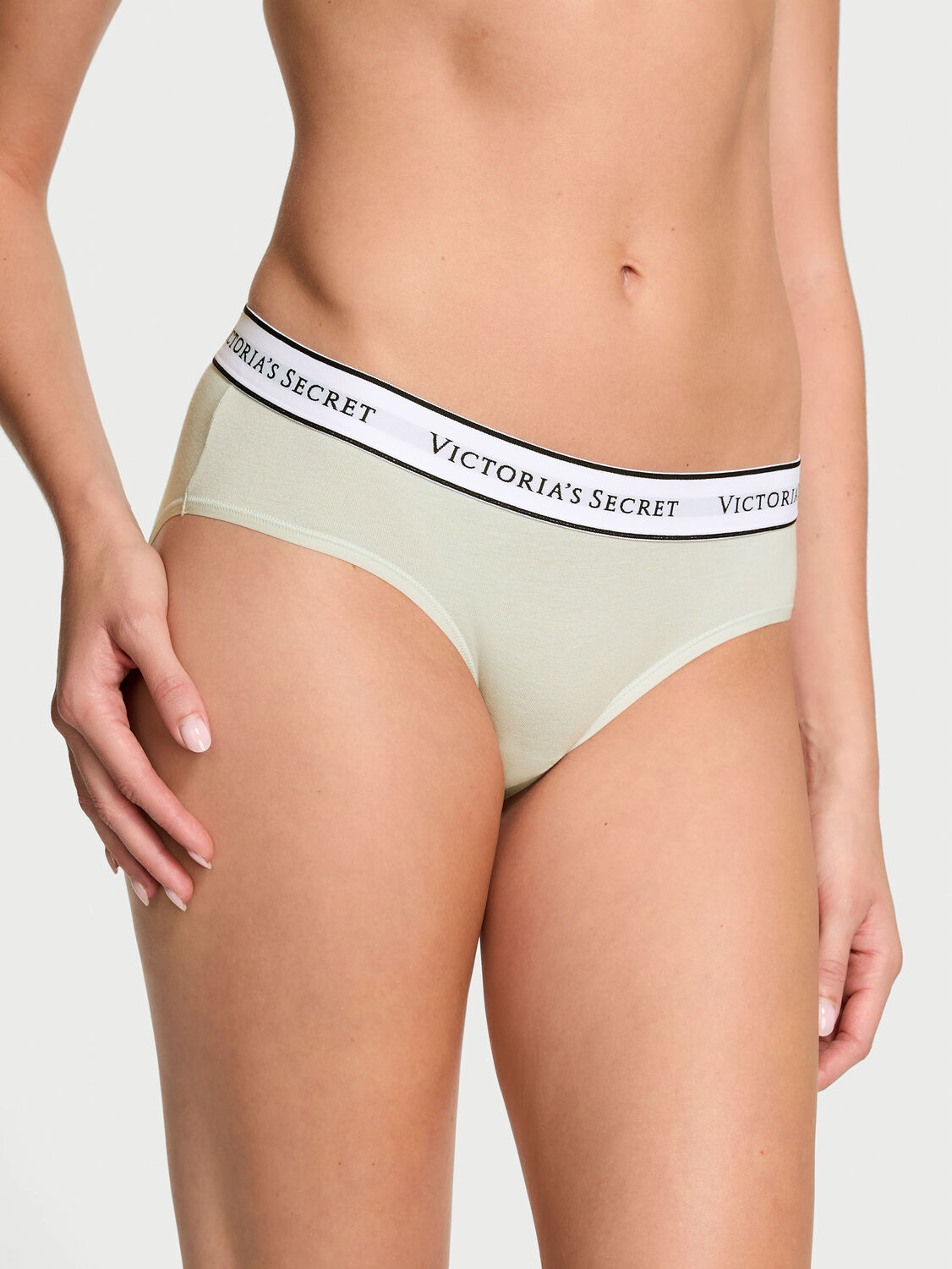 vs Cotton Logo Cotton Hiphugger Panty Pale Sky Grey 1 of 3 