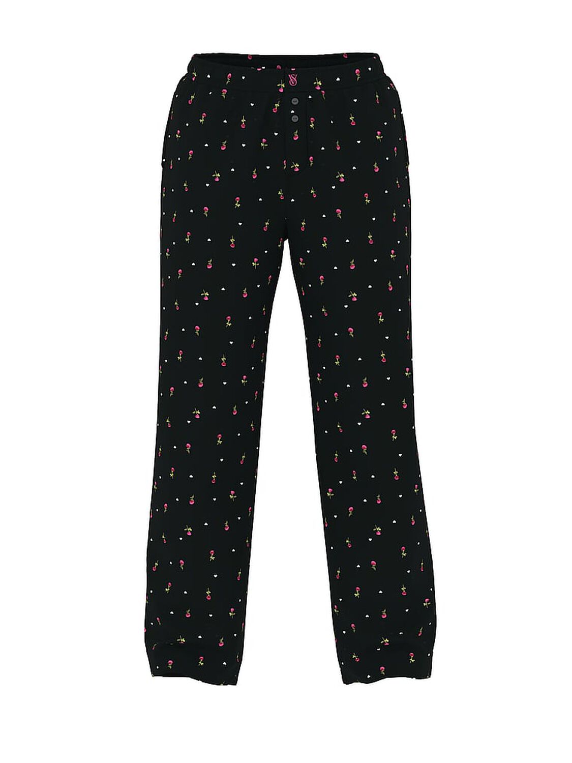 vs Victoria's Secret Mix & Match Sleep Heritage Cotton Pajama Pants Black/Ultra Pink Ditsy Rose 3 of 3 
