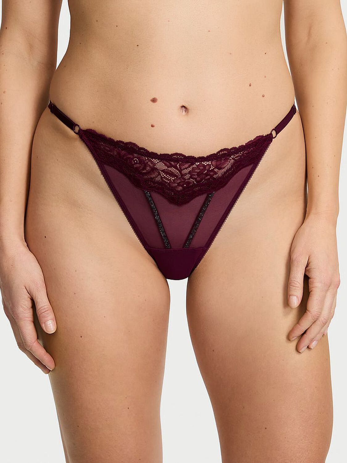 vs Very Sexy Sheer Shine Rose Adjustable String Thong Panty Kir 3 of 3 