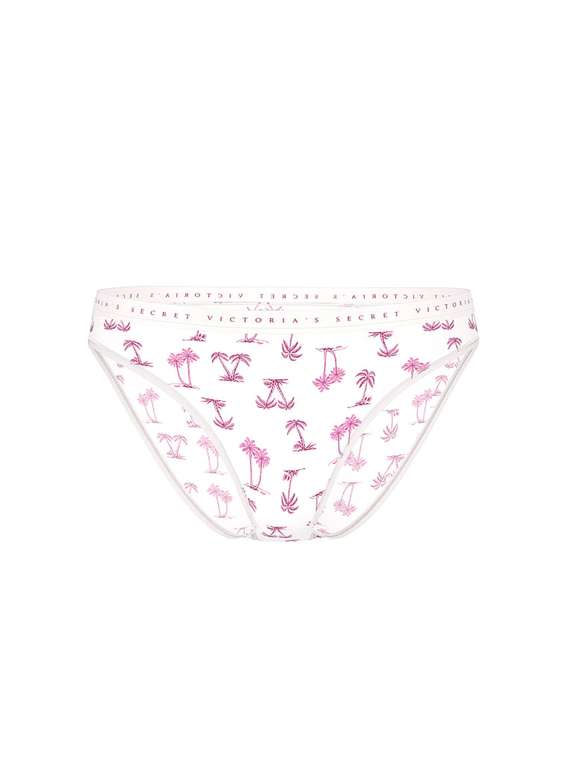 vs Victoria's Secret Stretch Cotton Bikini Panty White & Pink Palms 3 of 3 