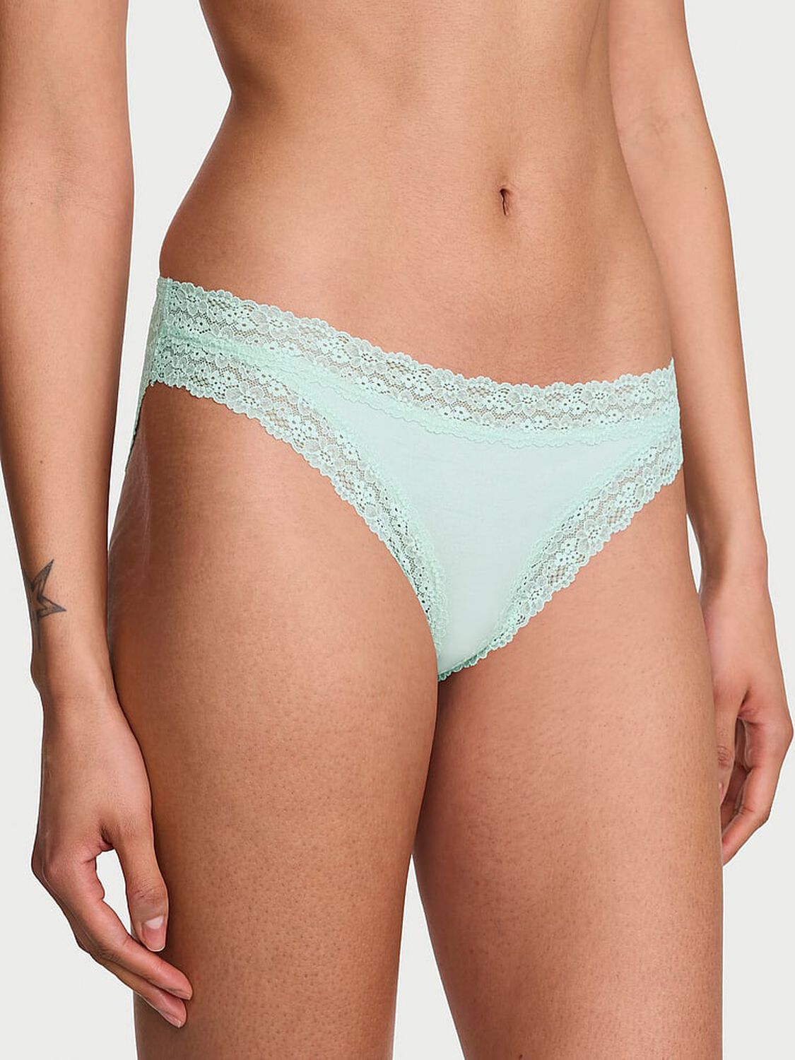 vs Lace Trim Cotton Lace-Trim Bikini Panty Yacht Blue 1 of 3 