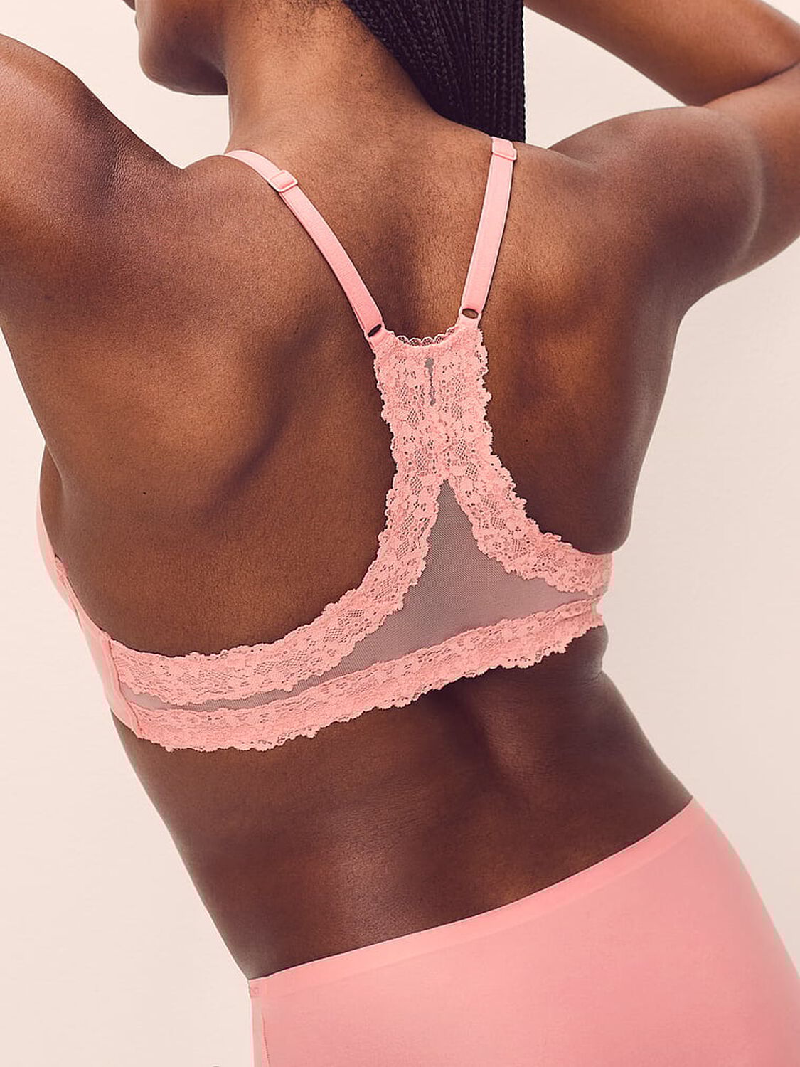 vs Body By Victoria Lightly Lined Lace Racerback Full-Coverage Bra Blush Pink 4 of 4 