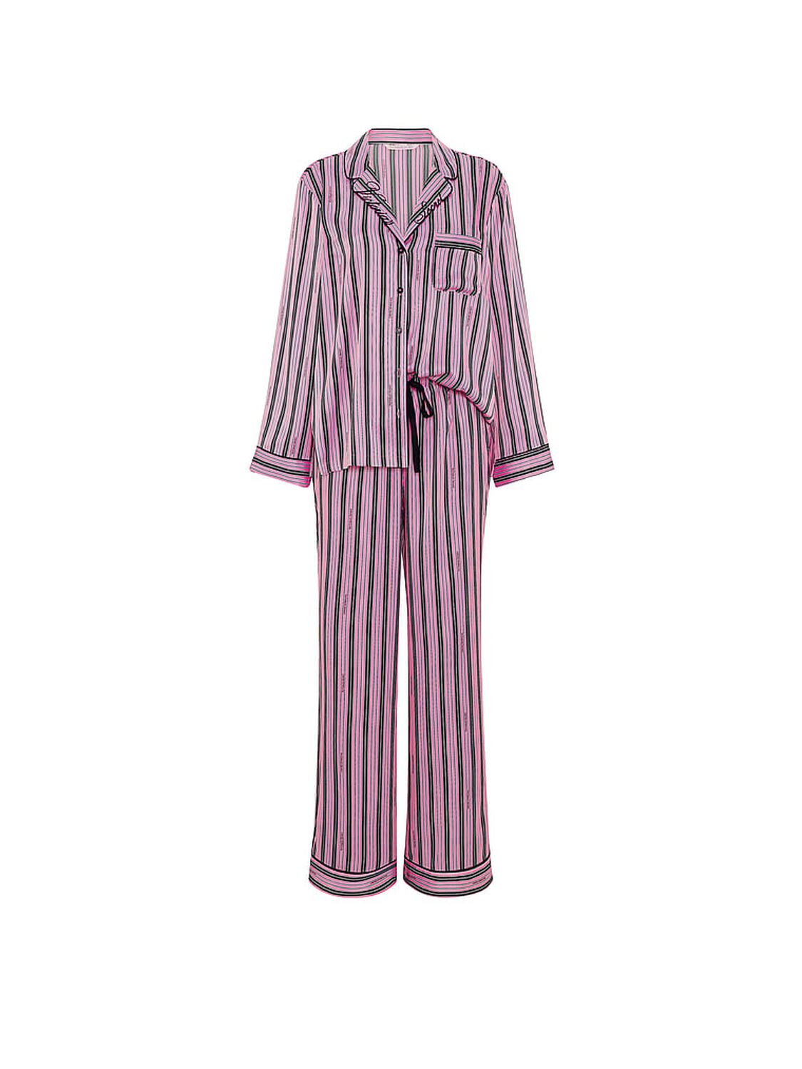vs Victoria's Secret Signature Satin Long Pajama Set Vintage Stripe 3 of 3 