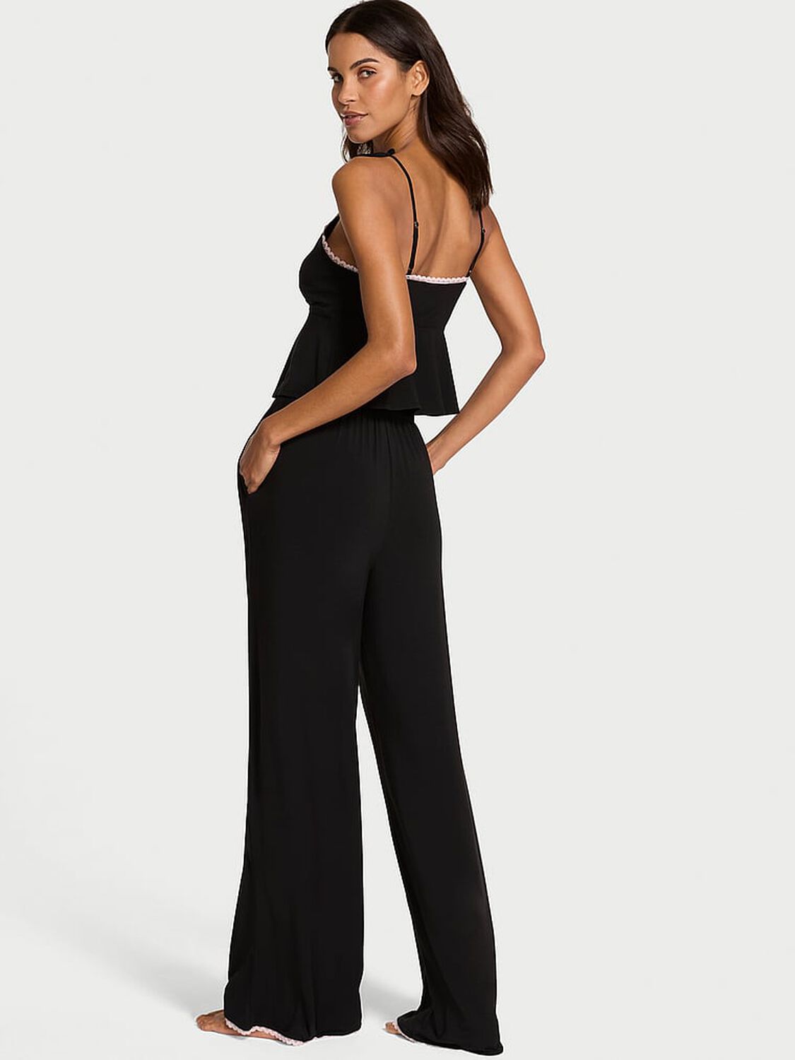 vs Victoria's Secret Modal Soft Bow Cami & Wide-Leg Pant Set Black 2 of 2 