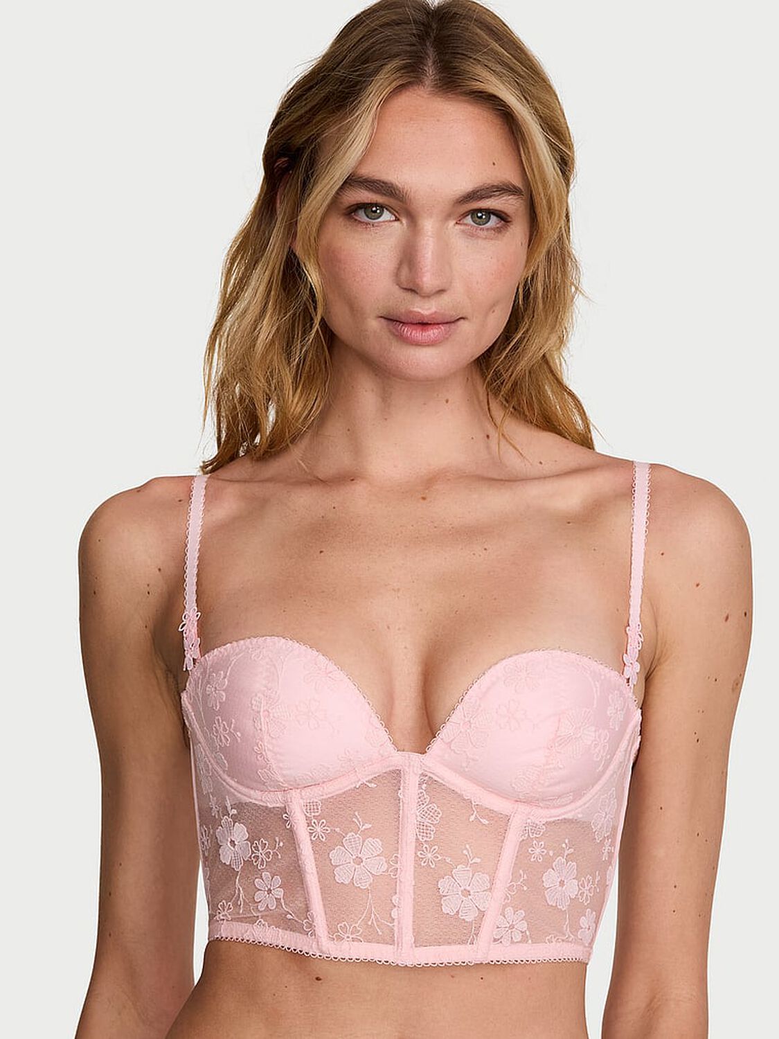 vs Dream Angels Blossom Embroidery Plunge Corset Top Pink Blossoms 1 of 3 
