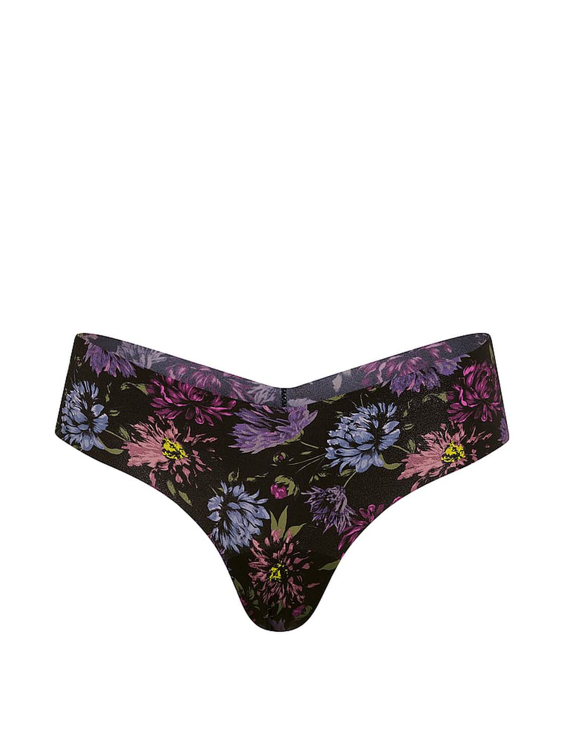 vs No-Show No-Show Thong Panty Black Ground Peonies 3 of 3 