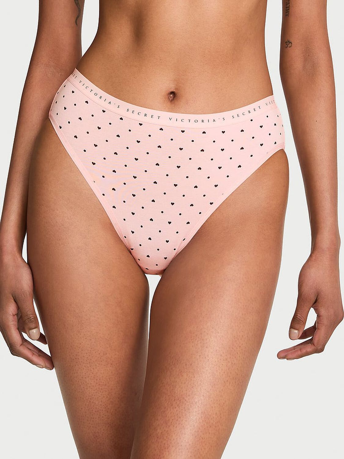 vs Victoria's Secret Stretch Cotton High-Leg Brief Panty Angel Pink Heart Dots 1 of 3 