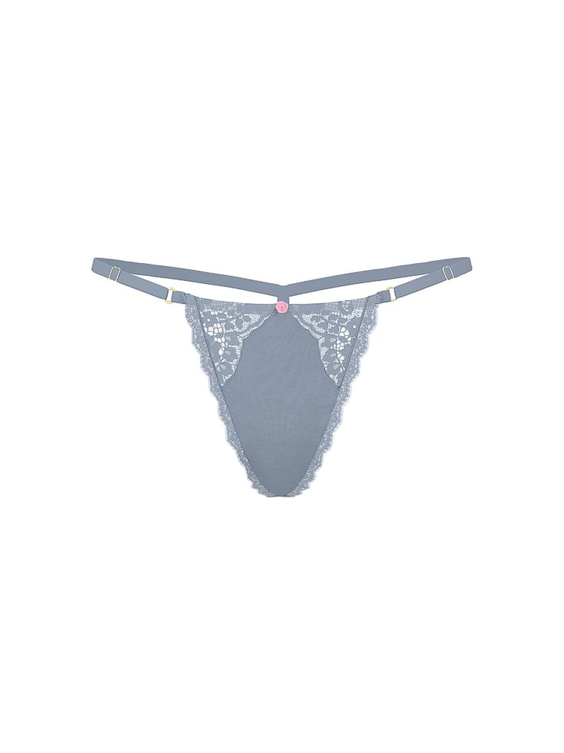 vs Dream Angels Lace-Trim Adjustable V-String Panty Blue 3 of 3 