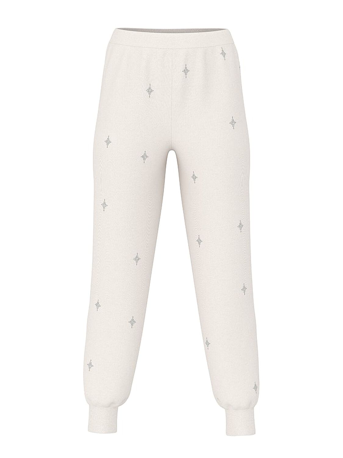 vs Victoria's Secret Luxe Knit Crystal Sparkle Jogger Pants Coconut White 1 of 1 