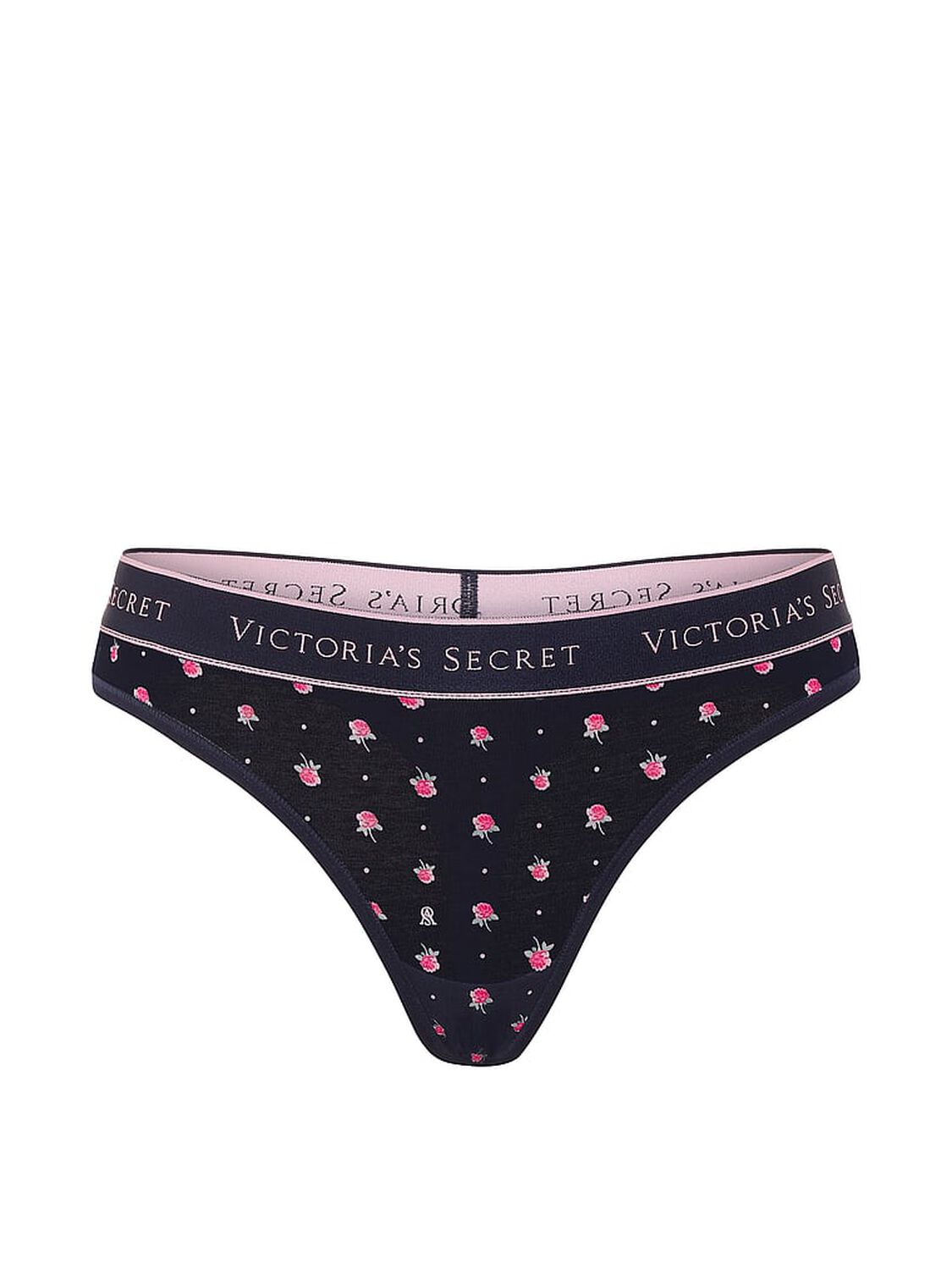 vs Cotton Logo Cotton Thong Panty Vs Black Dot Floral 3 of 3 