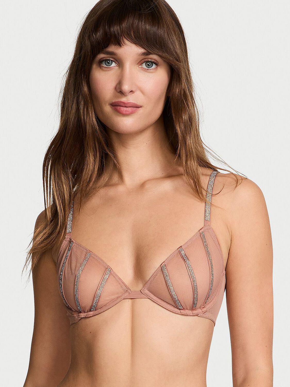 vs Very Sexy Sheer Shine Unlined Low-Cut Demi Bra Almond Beige 5 of 6 