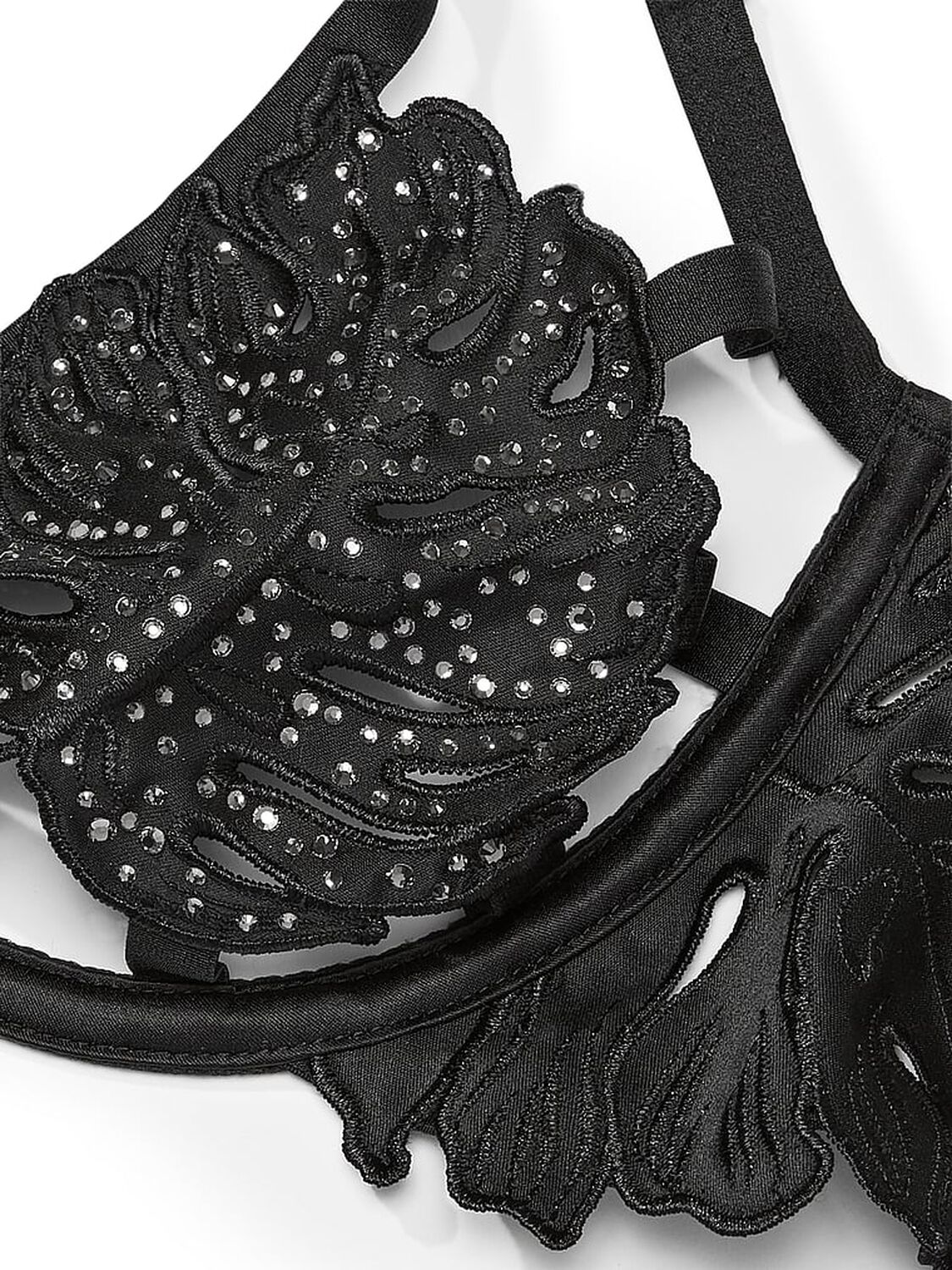 vs Very Sexy Tropical Leaf Semi-Open Low-Cut Demi Bra Black 4 of 4 