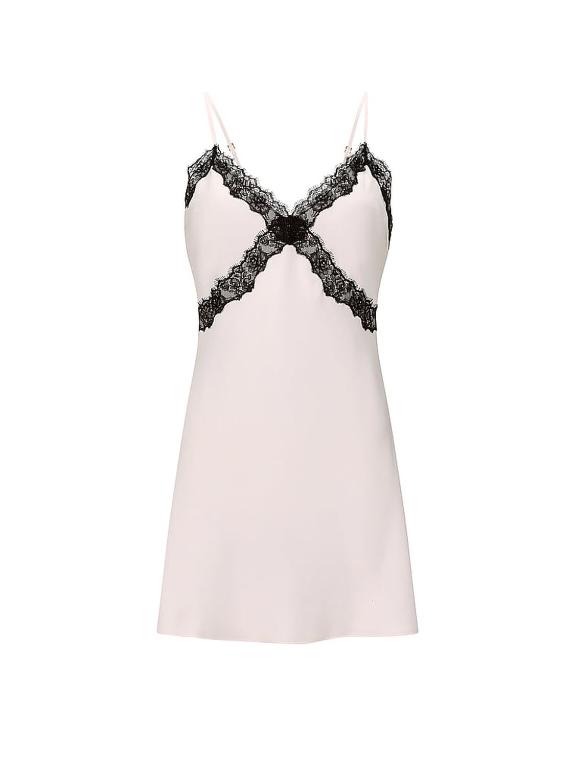 vs Very Sexy Satin Rose Lace-Trim Mini Slip Dress Coconut White 3 of 3 