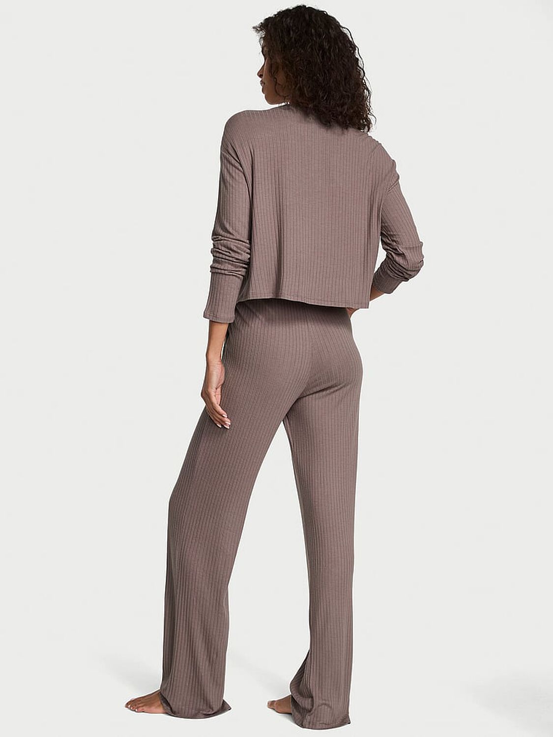 vs Victoria's Secret Modal Wide-Rib Long Lounge Set Cloudy Grey 2 of 3 