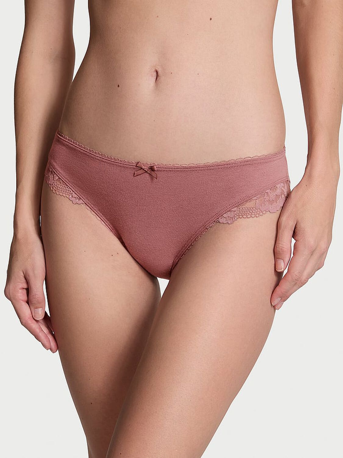 vs Victoria's Secret Stretch Cotton Lace-Trim Bikini Panty 1 of 4 