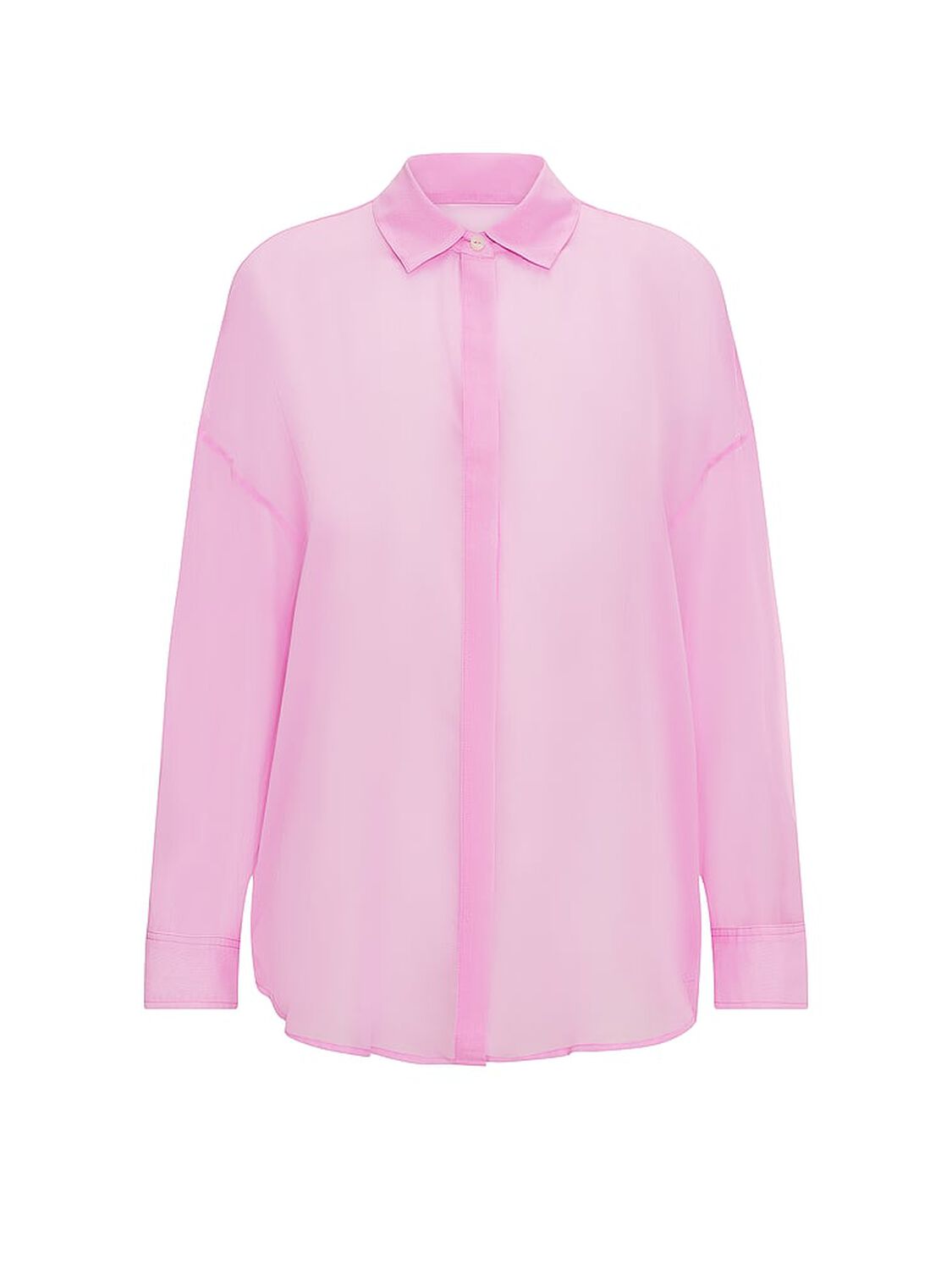 vs Victoria's Secret Chiffon Button-Front Shirt Lilac Shimmer 3 of 3 