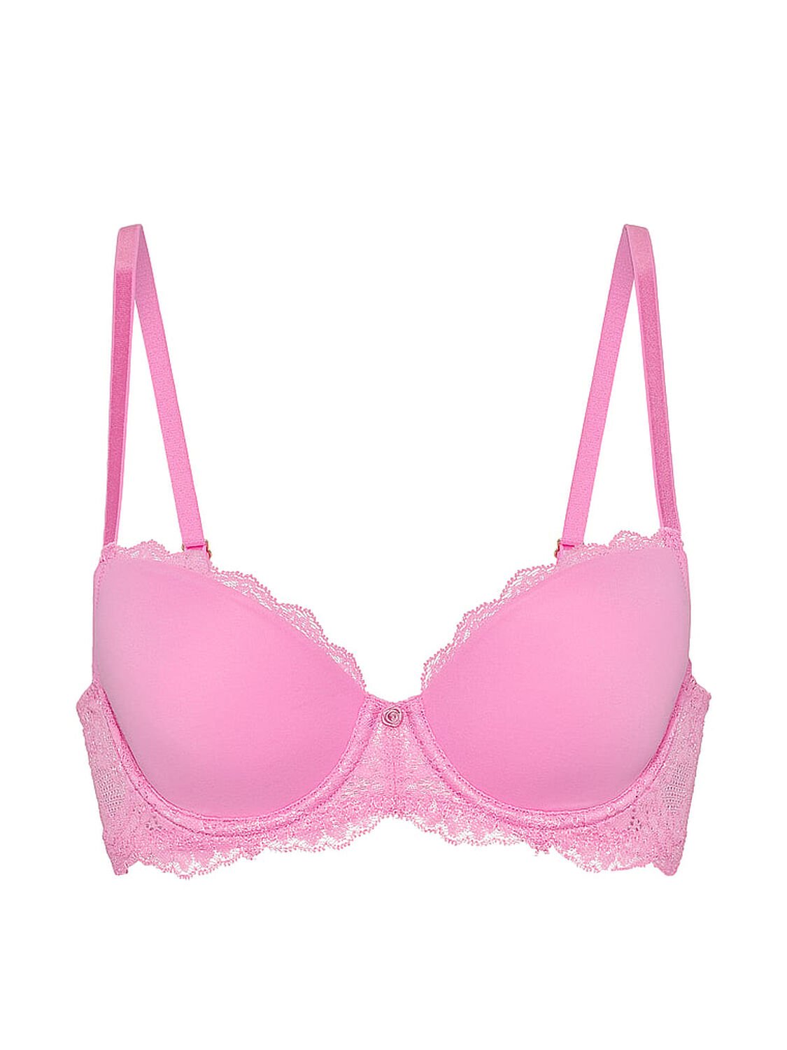 vs Dream Angels Smooth & Lace Lightly Lined Demi Bra Pink Sugar 3 of 3 