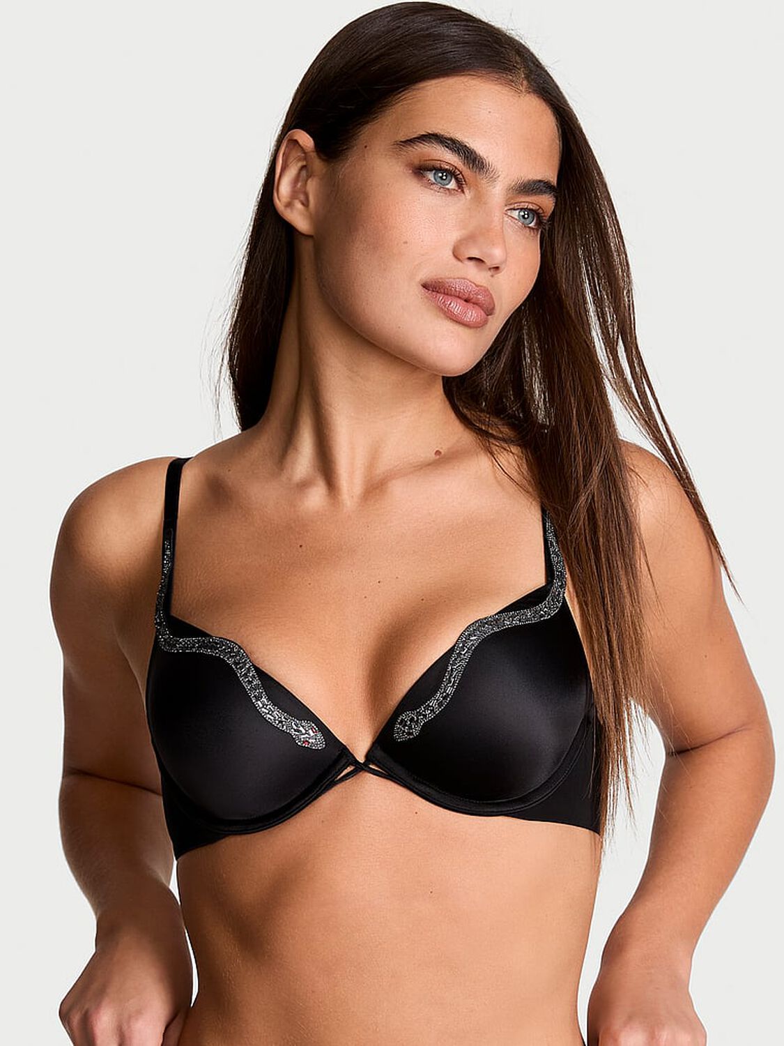 vs Very Sexy Snake Shine Lightly Lined Low-Cut Demi Bra Black 1 of 4 