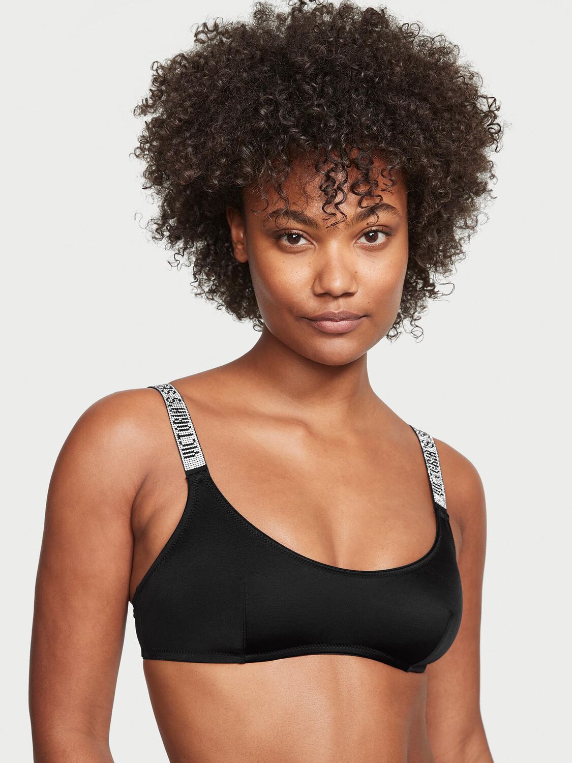 vs Victoria's Secret Shine Strap Scoop Bralette Black 1 of 3 