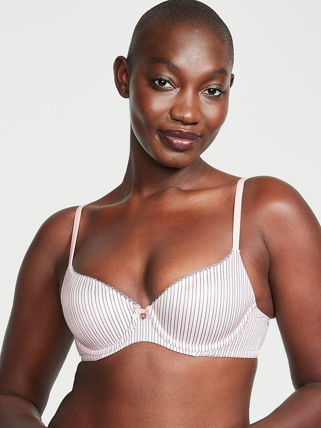 vs Body By Victoria Lightly Lined Smooth Demi Bra Pink Stripes 1 of 4 