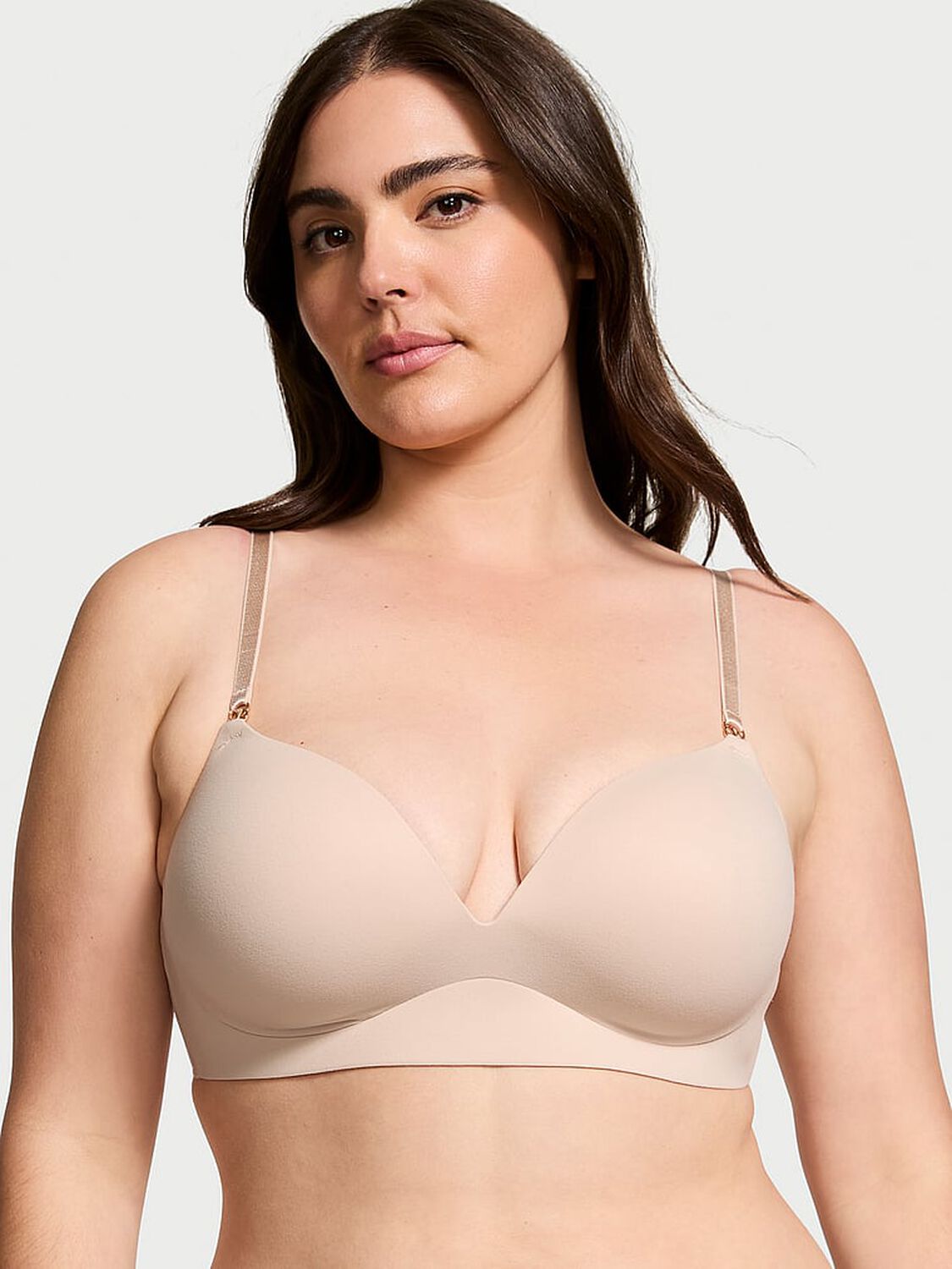 vs Dream Angels Smooth Wireless Push-Up Plunge Bra Marzipan 1 of 4 